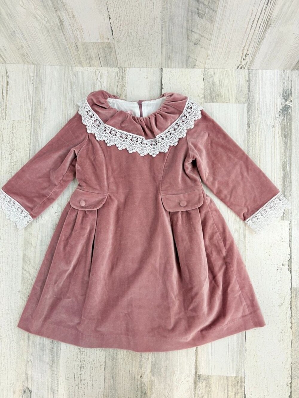 La Coqueta Girls Sz 5 Pink Velvet Dress